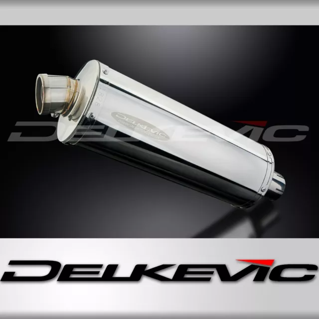 Delkevic Motorcycle 350mm Oval Stainless Exhaust Silencer End Can with Straps