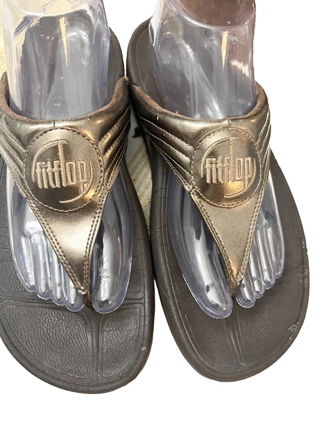 FitFlop Size 9 WALKSTAR Toe Post Wedge Comfort Sandals Bronze Flip Flop Shoes