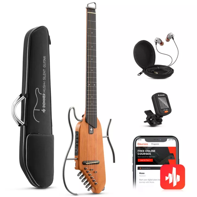 🎸 Donner HUSH-I Travel Acoustic Electric Guitar Headless Quiet Perform