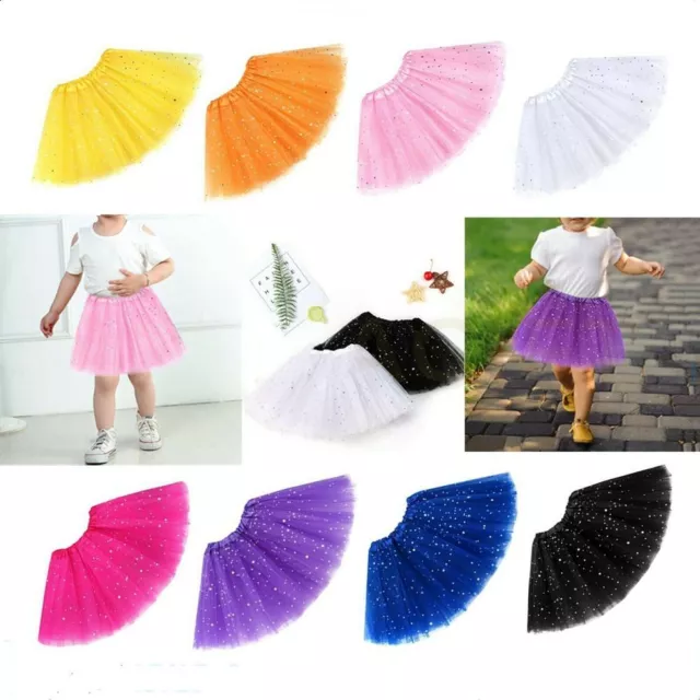 Birthday Party Petticoat Fancy Dress Girls Kids Tutu Dress Sparkling 3 Layers