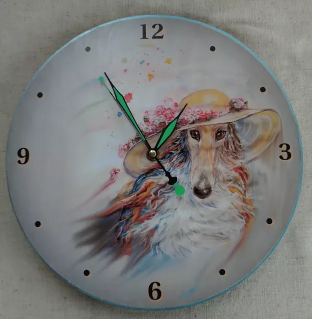 Original Borzoi Clock by Svetlana Sorokina 12" diameter Clock works!