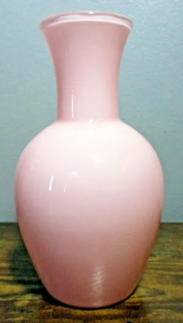 Vintage LASLO by Mikasa SHELL PINK Cased Blown Glass FLOWER VASE, 7" Tall