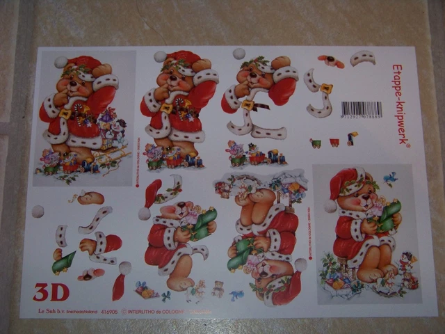 2 x 3D Bogen Weihnachten Weihnachtsbärchen Neu ungeprägt