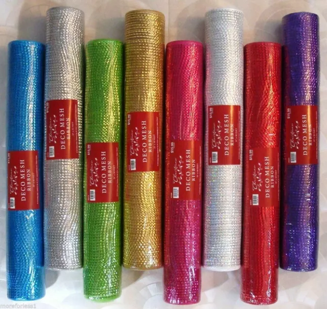 1 roll Deco Mesh Ribbon Metallic Sparkle Weave 30' L x 21" W 10 Yards Dbl Face