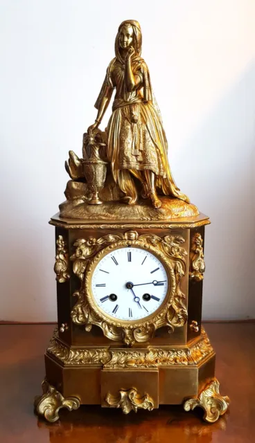 Antique French Ormolu Figural Mantel Clock.