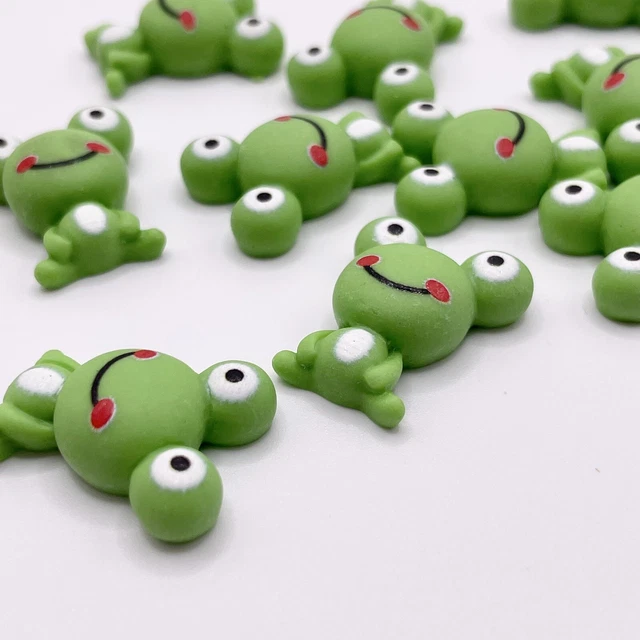 Brand New 6 GREEN FROG CHARMS For Nails Crafts Decoden Art US SELLER