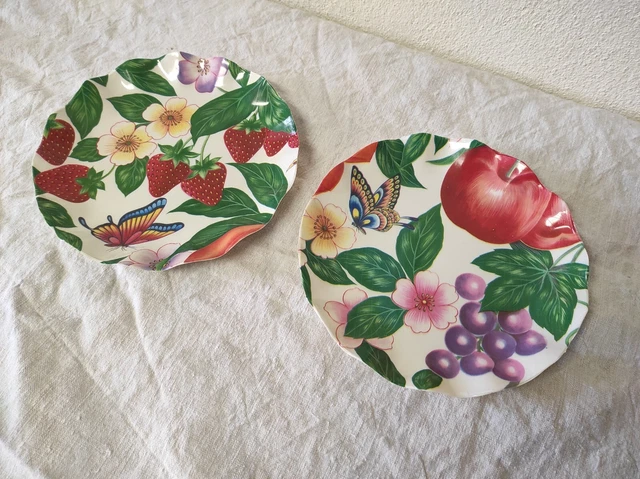 Lot De 4 Assiettes En Mélamine Motif Floral Turquoise