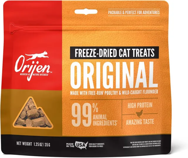 1.25 oz ORIJEN Freeze Dried Cat Treats, Grain Free, Natural & Raw Animal Ingredi