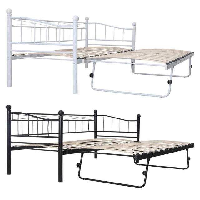 Bettgestell Schwarz Stahl 180x200/90x200cm Metallbett Bett Tagesbett vidaXL