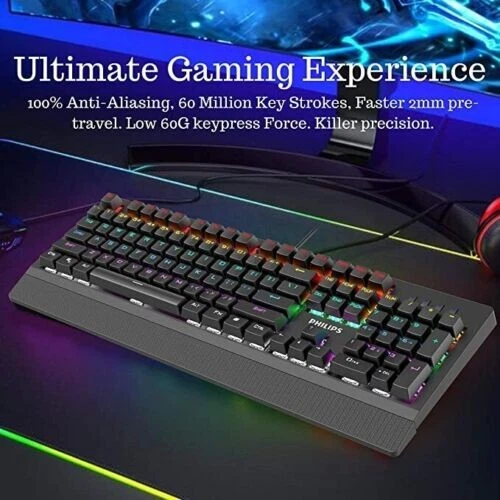 PHILIPS WIRED MECHANICAL Gaming Keyboard Blue Switches RGB Ambiglow