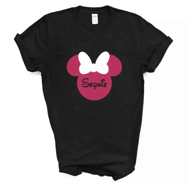 Personalised Name Minnie Mouse T-Shirt. Girls Disney Inspired Disneyland TShirt 2