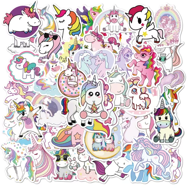 50pcs Cute Unicorn P2 Vector Pony Fairy Kids Decal Stickers Laptop Bottle Phone