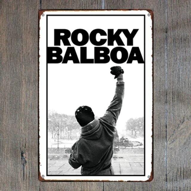Plaque Métal Vintage Film Rocky, 30x20 Cm, Décoration Murale étain
