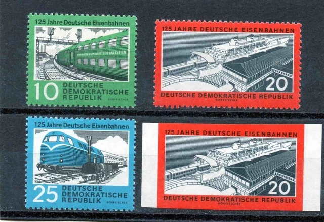 (748)DDR 1960 , Mi. Nr. 804-06 u. 805 B postfrisch, 125 Jahre Deutsche Eisenbahn