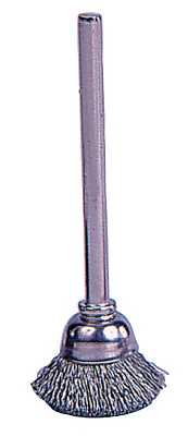 Cepillo de copa en miniatura montado en tallo, 5/8 in dia., 0,005 in aldeadora de alambre de acero 26074