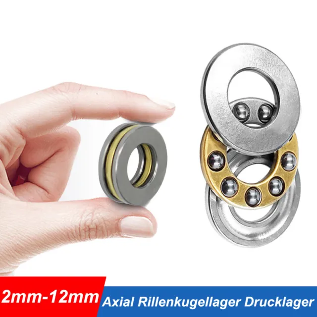 Axial Rillenkugellager Drucklager F2-6M bis F12-23M, 2mm-12mm Welle -All Sizes