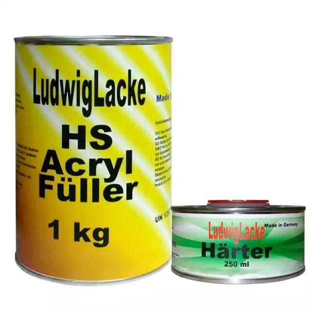 2K Acryl Füller grau 1,15kg Grundierung Dickschichtfüller Rostschutz mit Härter