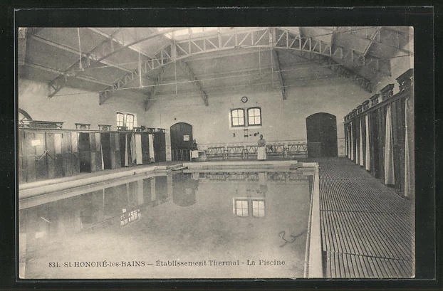 CPA St-Honorè-les-Bains, Ètablissement Thermal-La Piscine