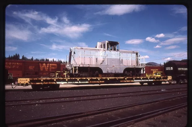 Railroad Slide - Quincy #3 Locomotive Vintage Train Switcher on Flat Car 1991