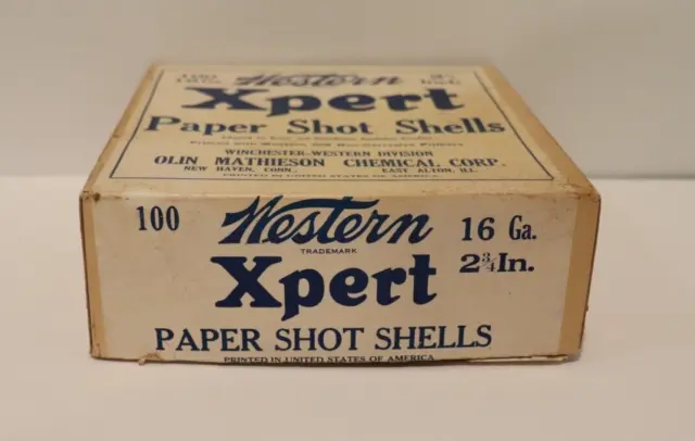 Vtg Winchester-Western Xpert "Empty"-"Empty" Paper Shot Shells Box 16 Ga 2-3/4" 3