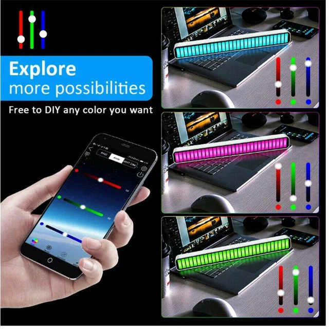 Car Atmosphere 40LED RGB Strip Light Bar Music Rhythm Lamp APP Wireless Control