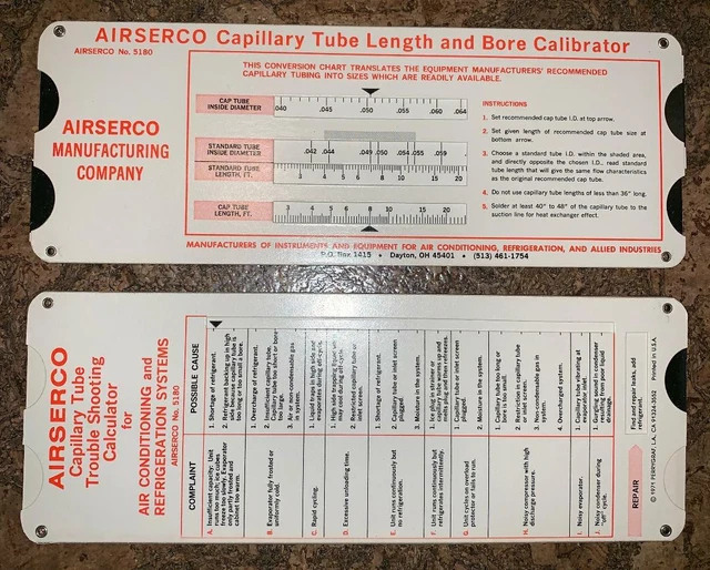 CAPILLARY TUBE CALIBRATOR Trouble Shooting Guide Chart 10.95 PicClick