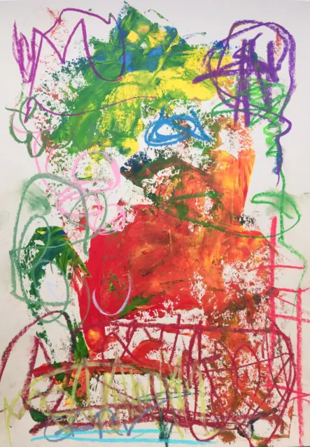 GARV (1968) Peinture abstraite sur papier Original signé Abstraction Abstract