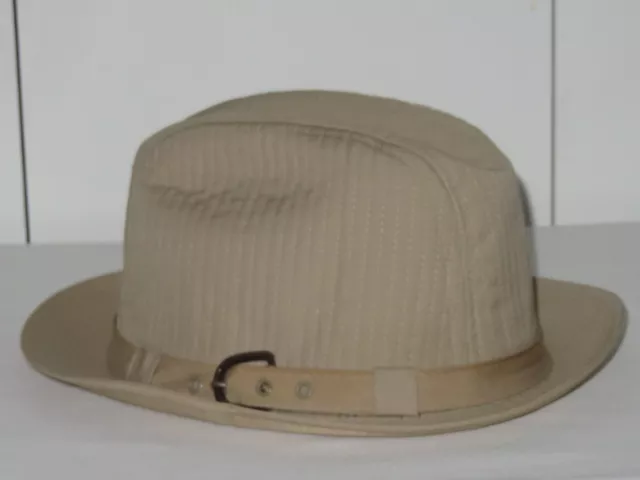 Vintage Men's Canvas Stetson Fedora Hat, 7 1/8, Tan