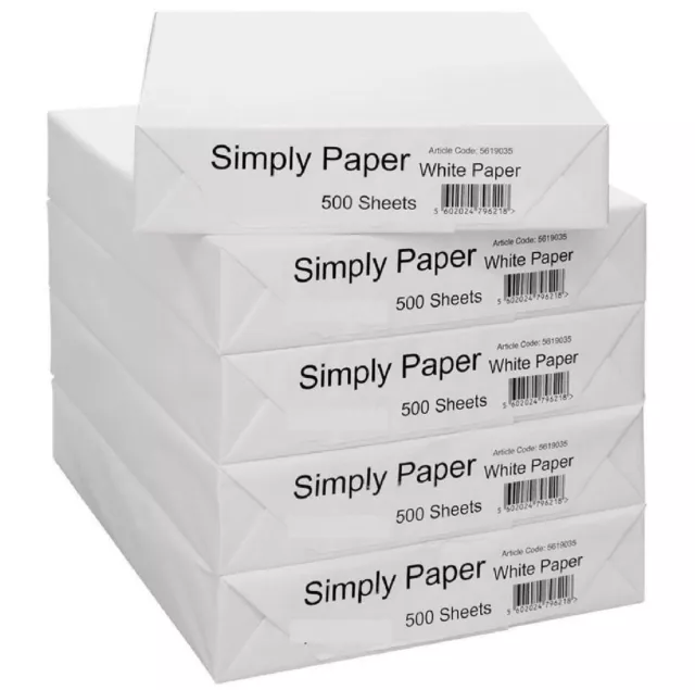 A4 White Printer Paper Copy Paper 1-5 Reams 2500 Sheets Stationary Office BOX