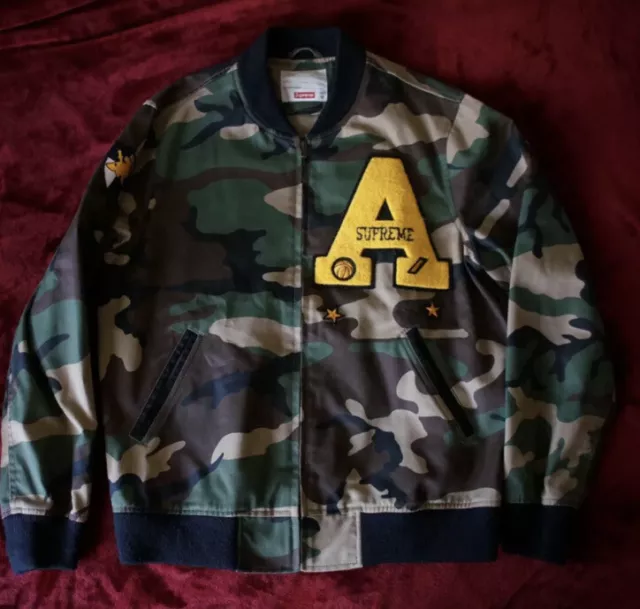 SUPREME SS13 CADET Varsity Camo Letterman Jacket Size Medium 