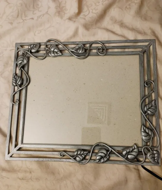 Pewter or Metal Picture Frame - 9  1/2" x 7  1/2" Picture-Ornate Floral Design