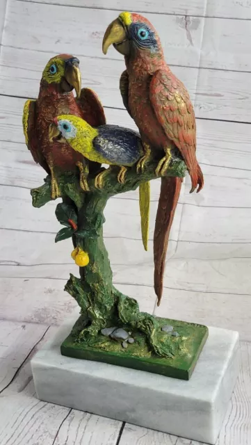 Solid Bronze Exquisite Cold Painted Original Signed Cockatiel Parrot Bird Art Nr