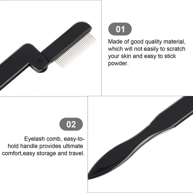 Foldable Eyebrow Comb Eyelash Extension Brush Eyebrow Lash Brush Metal Lash Comb 2