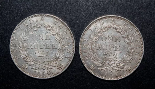 1840 India EIC Silver Rupee Coin EF X 2