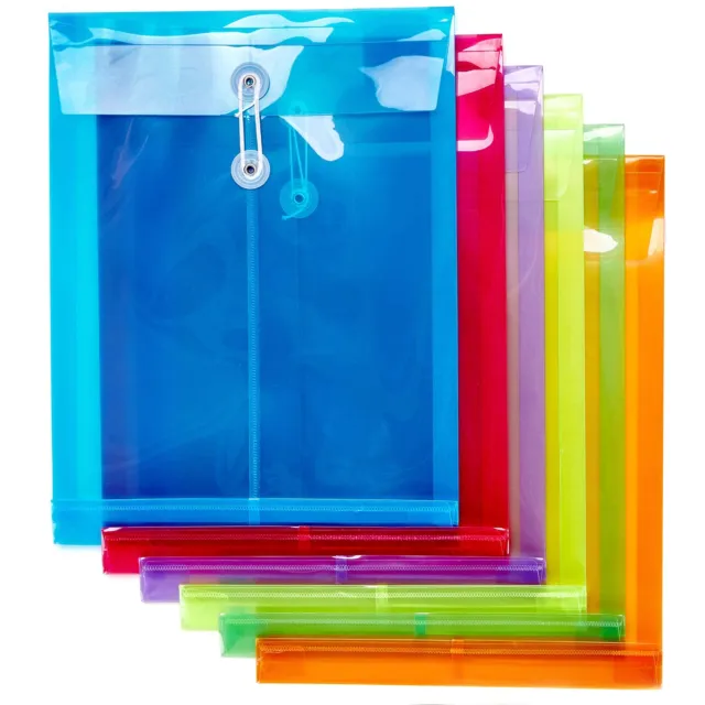 FANWU Plastic Legal Size Envelopes with String Tie Closure 1-1/4 Expansion Si
