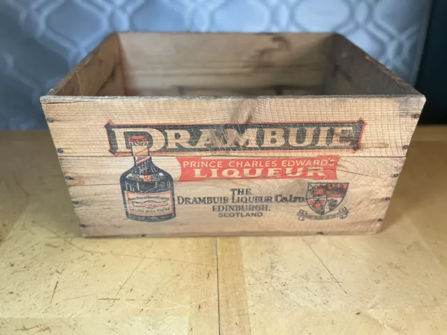 Vintage Drambuie Liqueur 12 Bottle "Gift Carton" Wooden Shipping Crate-Scotland