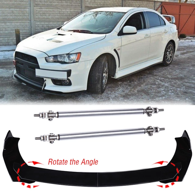 Front Bumper Chin Lip Splitter Spoiler + Strut Rods For MITSUBISHI LANCER EVO 9