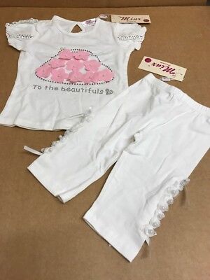 Minx T-shirt Leggings Set Girl's Premium Flowers, Diamante & Pearl 12-18months
