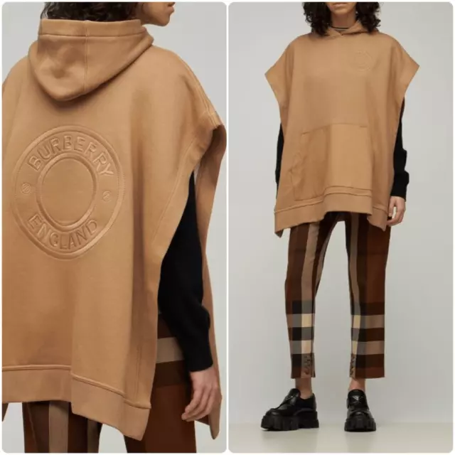 BURBERRY CARLA HOODIE Camel Embroidered Logo Cape New $599.00 - PicClick