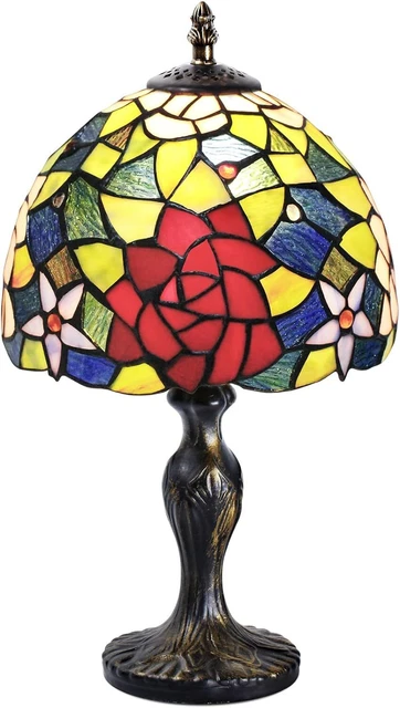 Lampada da Tavolo Stile Tiffany con Paralume Vetro Stagnato Fatto a Mano 35x21cm 2