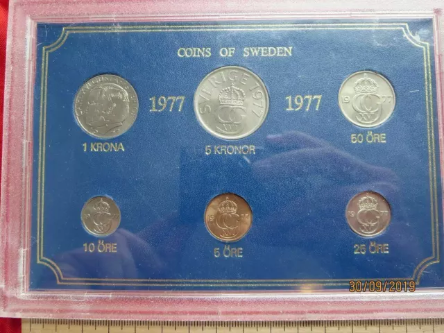 Schweden - Sweden KMS 1977 - 5, 10, 25, 50 Öre 1, 5 Kronen - UNC