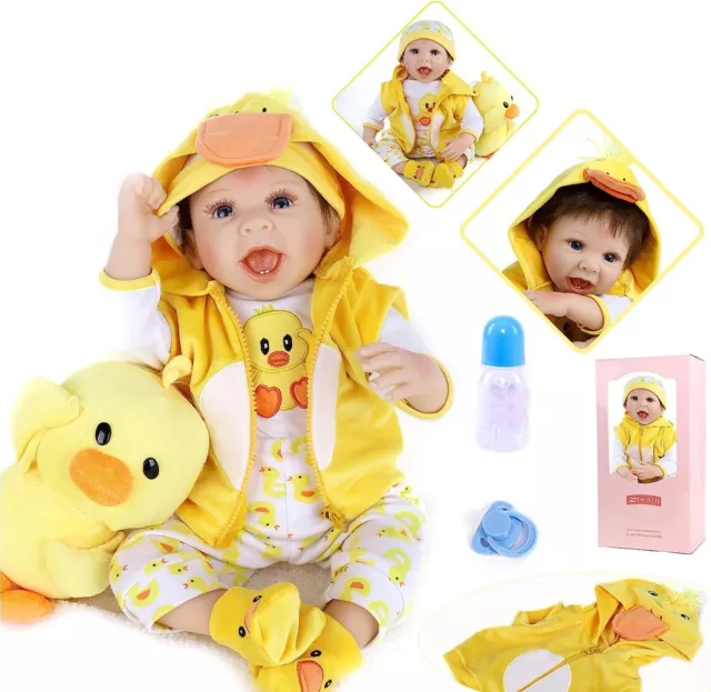 22" Reborn Dolls Baby Lifelike Handmade Vinyl Silicone Newborn Doll Xmas Gifts