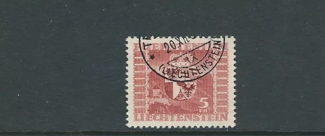 Liechtenstein 1947 Arms (Scott 222 5f Henné Marrone ) VF Usato