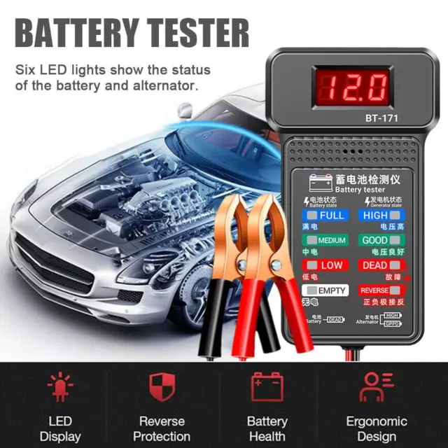 Digital Car Battery Tester Automotive Cranking Charging Test Analyzer 12V`