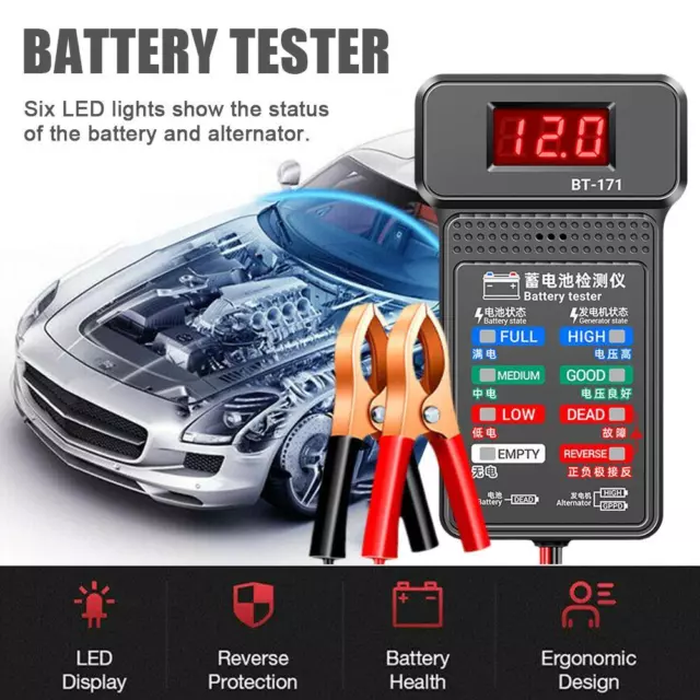 Digital Car Battery Tester Automotive Cranking Charging Test Analyzer 12V^