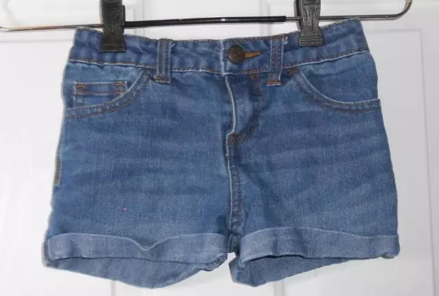 Girls Cherokee Cuffed Blue Denim Stretchy 5 Pocket Shorts Size XSmall 4/5