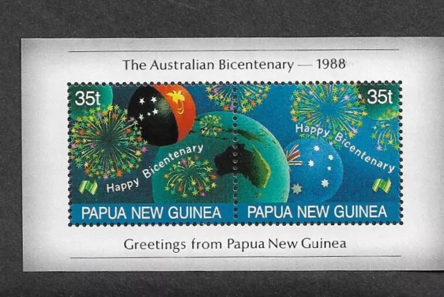 Papua New Guinea Australian Bicentenary 1988 Mnh Min Sheet