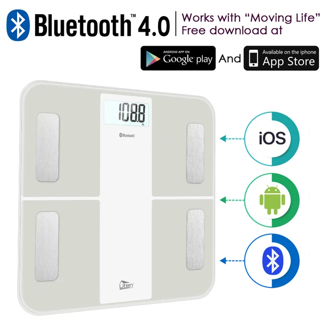 Digitale Personenwaage Körperfettwaage 180KG Waage Bluetooth Körperanalysewaage