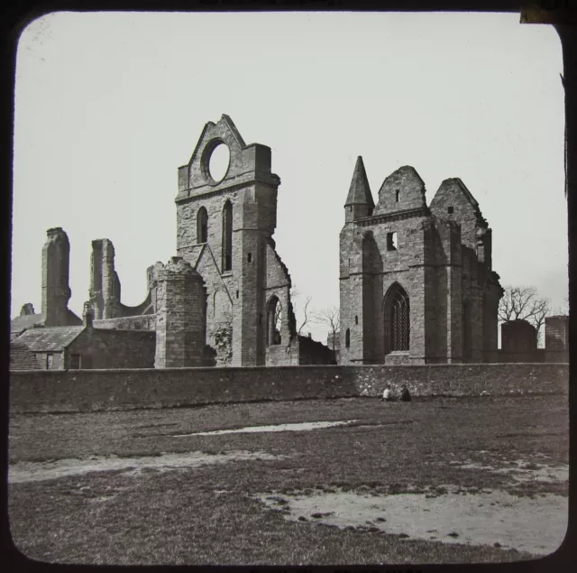 Glas magische Laterne Rutsche ARBROATH ABBEY C1890 ALTES VIKTORIANISCHES FOTO SCHOTTLAND