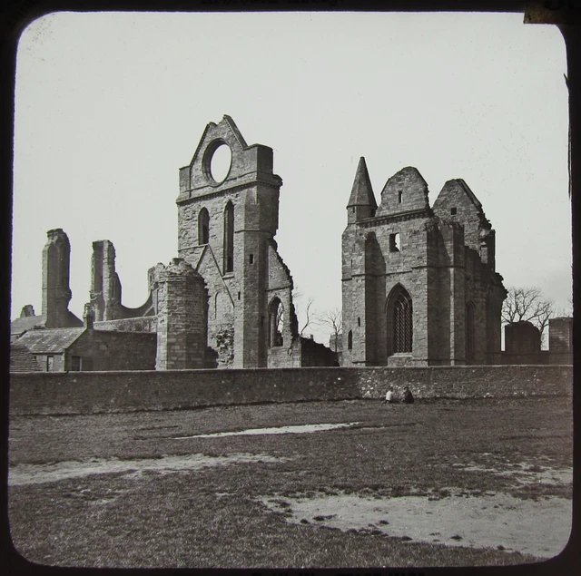 Glass Magic Lantern Slide ARBROATH ABBEY C1890 OLD VICTORIAN PHOTO SCOTLAND